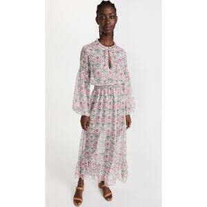 Misa Los Angeles Amata Dress In Somerset Floral Chiffon Bohemian Maxi XS NWT